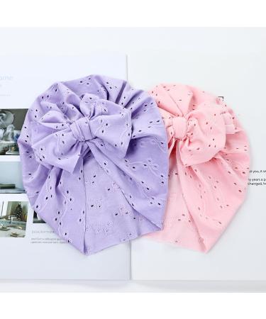 Cinaci 6-Piece Cute Baby Turban Hats with Bow for Girls - Soft Stretchy Nursery Caps for Newborns and Toddlers - Buy Online on GoSupps.com