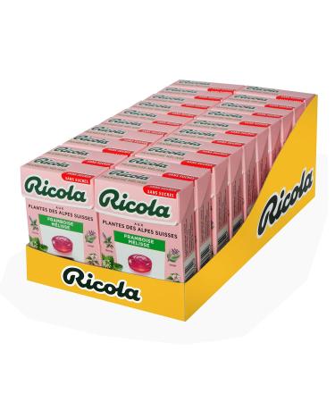Ricola Ricola - 20 Boxes of 50 g - Sweets with Swiss Plants - Raspberry Lemon Balm Fragrance - Refreshing - No Sugars -