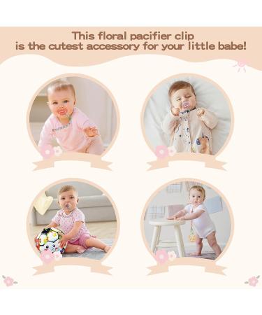 Symbolife Floral Daisy Macrame Pacifier Clip | Handmade Braided Cotton Paci Holder Leash | Unisex Baby Shower Gift - Buy Online on GoSupps.com