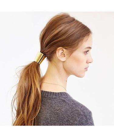 Metal Hair Cuff Set - 4 Stylish Ponytail Holders & Elastic Hair Ties | Fashion Accessories for Women & Girls - Buy Online on GoSupps.com