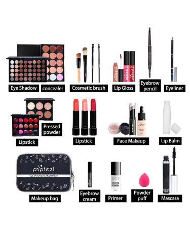 Brilliantday 24-Piece Multi-Purpose Make-Up Set | All-in-One Gift Set for Women & Girls | Highly Pigmented Cosmetics Palette Lip Gloss Blush & Eyeshadow - Buy Online on GoSupps.com