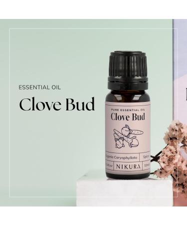 Nikura Clove Essential Oil - 10ml | Pure Natural Clove Bud Oil for Toothache Relief | Aromatherapy Diffuser & Self Care Cleaning | Vegan, UK Made - Buy Online on GoSupps.com