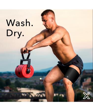 Thigh Compression Sleeve for Men & Women - Medical Grade Support for Hamstring Quadriceps & Groin Strains - Size Large (Black - Buy Online on GoSupps.com