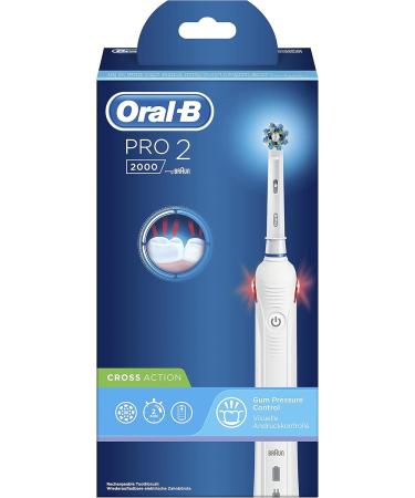 Oral-B Pro 2 2000 Electric Toothbrush - Rechargeable Cross Action Brush Head Visible Pressure Sensor - International Shipping Available - Buy Online on GoSupps.com