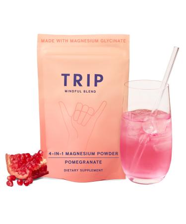 Magnesium Glycinate 4-in-1 Complex - TRIP 7500MG Magnesium Powder with L-Theanine & Lion s Mane Delicious Pomegranate Orange Blossom Flavour Sugar Free 1 Pack - 30 Drink Mix Servings