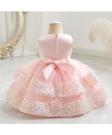 Miipat Baby Girl Sequin Tulle Party Dress 4-5 Years Pink | Formal Princess Birthday Wedding Pageant Toddler Girls Dress - Buy Online on GoSupps.com