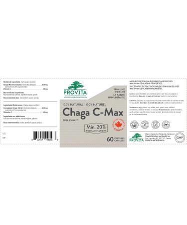 Chaga C-Max by Provita Nutrition (Canadian Made) 60 Capsules - Buy Online on GoSupps.com