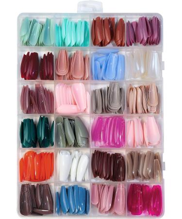 576Pcs Medium Square Nails Colored Fake Nails Artificial Fingernails Acrylic Tip 12 Size for Women Long Ballerinas Nails Square Nails Nails Long - Buy Online on GoSupps.com