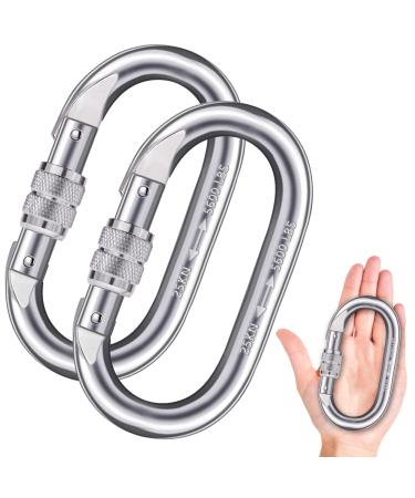 Heavy Duty Carabiner Clip Climbing Carabiner(25kn5600lbs),Hook with Screwgate Multipurpose for Climbing, Rigging, Ropes, Hammocks (O Shape, 2pack)