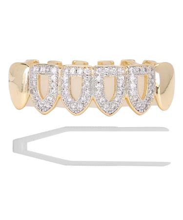 Teeth Brace Safe Hollow Durable Gold-Plated Brass Metal Teeth Brace for Lower Teeth Upper Teeth