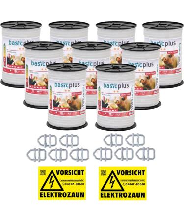 Voss Farming 2250m Pasture Fence Band | 10mm 4x0.16mm Niro | White Electric Fence for Horses Ponies Cattle & Pigs | 9x250m Weideband - Buy Online on GoSupps.com