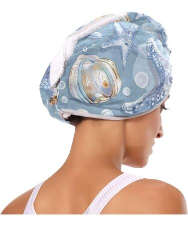 Buy Blue Sea Starfish Hair Towel 2 Pack - Super Absorbent Quick Dry Hair Turbans for Women & Girls - Buy Online on GoSupps.com