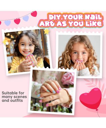 144 Pieces Kids Press on Nails - Pre Glue Short Acrylic Nail Art Kits for Girls - Sweet Pattern Fake Nails Gifts - Buy Online on GoSupps.com