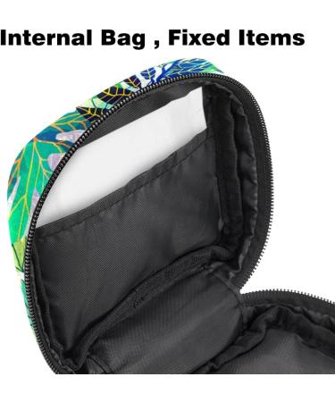 Menstruation Pad Bag with Zipper - Women's Napkin and Tampon Organizer in Tropical Green Leaf - Stylish & Functional Collective Bag for Girls - Buy Online on GoSupps.com
