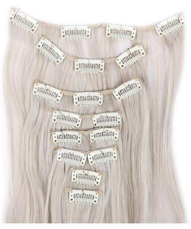 Silk-co Long Curly Wavy Hairpiece Extensions - 24 Inch Blond&Silver Grey - 8 Pcs Full Head, Heat Resistant Synthetic, 18 Clips - Clip in Hair Extension - Buy Online on GoSupps.com