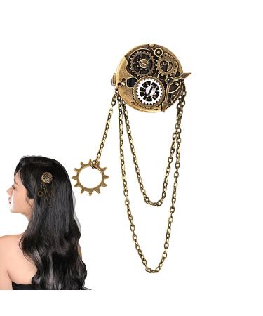 Vintage Hair Clips Punk Resin Gear Brooch | Lightweight Decorative Hair Barrette Portable Hair Pin for Proms Parties Cosplay Homecoming Dances