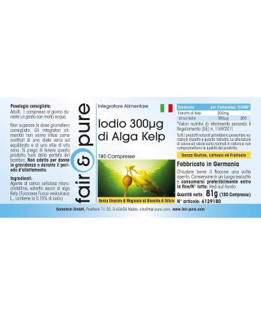 Fair & Pure Iodine 300mcg - Vegan Kelp Extract Natural High Dosage - 180 Tablets for Optimal Health - Buy Online on GoSupps.com