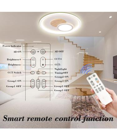 Fitzmia LED Ceiling Light | Modern Dimmable Wood Ceiling Lamp with Remote Control for Bedroom Children's Room Living Room & Kitchen ( ?31.5cm 24W) - Buy Online on GoSupps.com