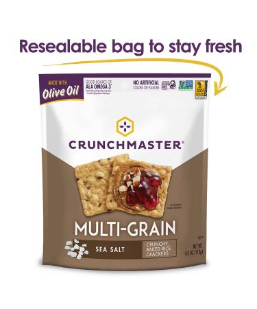 Crunchmaster Multi Grain Gluten Free Sea Salt 4 oz Bags - Pack of 12 - Buy Online on GoSupps.com