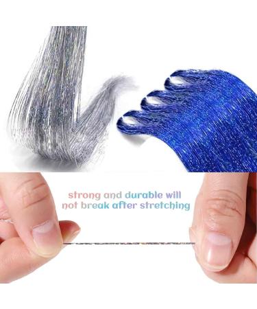 Hair Extensions 5 Colors 1000 Strads Holographic Sparkle Shiny Hair Tinsel Glitter Resistant Tinsel Hair Accessories for Girls Decoration 120cm (Gold Silver Green Pink Blue) - Buy Online on GoSupps.com