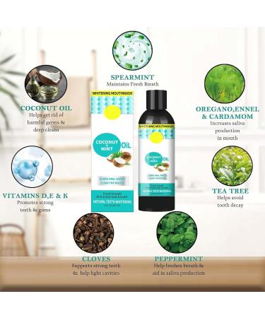 Coconut Oil Mouthwash for Teeth | Natural Teeth Whitening & Oil Pulling with Tongue Scraper | Brightening Coconut Peppermint Oil Mouthwash (2 Pieces) - Buy Online on GoSupps.com