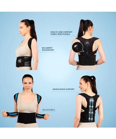 Back Brace Posture Corrector for Men & Women - Adjustable Full Support for Scoliosis & Pain Relief - Small Black - Buy Online on GoSupps.com