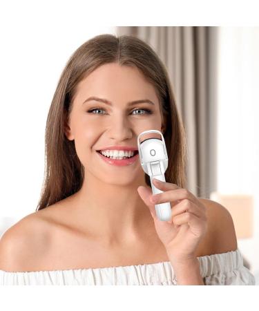 Veeteah Electric Eyelash Curler - Rechargeable Eye Lash Curling Tool | Quick Natural Curling Electric Curler 3 Heating Modes Silicone Pad Eye Makeup Tool for Long Lasting Curls White - Buy Online on GoSupps.com