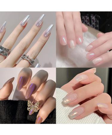 Allstarry Chrome Nail Powder 4 Colors Iridescent Aurora Powder Metallic Mirror Effect Pigment Pearlescent Mermaid Glitter Unicorn Glitter for Nail Art Manicure Decoration Home DIY Salon-Pear White Ice Series - Buy Online on GoSupps.com