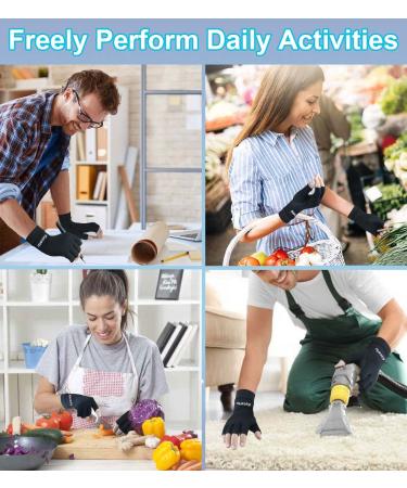 2 Pairs Copper Arthritis Compression Gloves for Men and Women - Fingerless Relief for Carpal Tunnel, Hand Pain, RSI - Support for Work, Driving, Typing - Medium Black - Buy Online on GoSupps.com