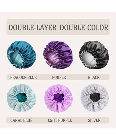 EpoBob Satin Bonnet for Sleeping - 3 Pcs Set, Adjustable Size, Double-Sided Design - Black Purple Blue - Buy Online on GoSupps.com