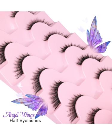 ALICROWN A- Angel Wing Half Lashes - Natural Look Wispy Fake Eyelashes - Cat Fox Eye Mink 3/4 Corner Lashes - 7 Pairs - Buy Online on GoSupps.com
