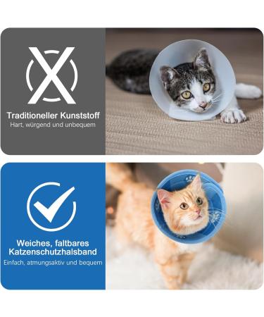 Lollanda Adjustable Cat Collar | Soft Protective Elizabethan Recovery Collar for Cats | Post-Surgery & Injury Relief (S) - Blue - Buy Online on GoSupps.com