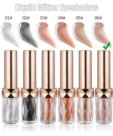 Glitter Eyeshadow Liquid - Shimmering Diamond Pearlescent Eye Makeup (#06) - Buy Online on GoSupps.com