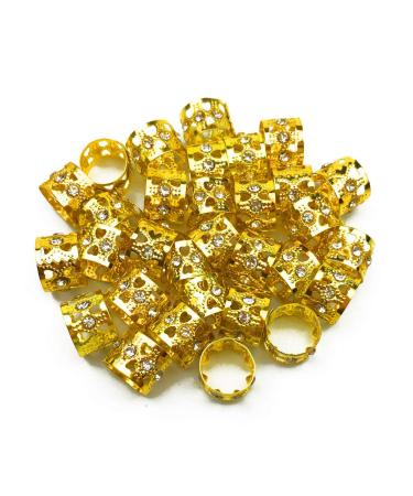 Hyamass 30pcs Rhinestone Gold Dreadlocks Beads Hair Jewelry - Metal Hair Rings for Braiding Decoration - Buy Online on GoSupps.com