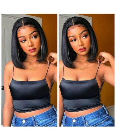 Short Bob Wigs Brazilian Virgin Human Hair 4x4 Lace Front Straight Human Hair for Black Women Remy Hair Wigs Lace Bob Wigs Pre Plucked with Baby Hair Natural Color VIVI BABI (150% Density, 10 Inch) 10 Inch (Pack of 1) Natu…