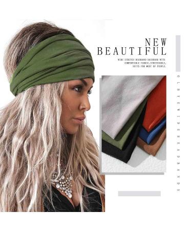 Olbye Wide Headbands: 6 Pack Women's Knotted Turban Headbands - Non Slip Sweatbands for Yoga, Running, and Fashion - Solid Color A - Buy Online on GoSupps.com