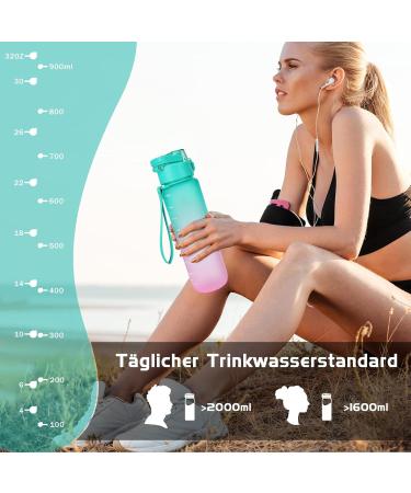 Buy Aoprel 1L BPA-Free Tritan Water Bottle - Leak-Proof Sport Bottle for Fitness Hiking & Camping - Green Pink Color Gradient - Buy Online on GoSupps.com