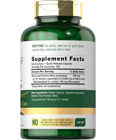Carlyle Olive Leaf Extract Capsules 9000mg | Non-GMO Gluten Free High Potency | 100 Count | International Shipping Available - Buy Online on GoSupps.com