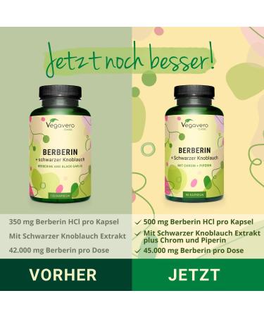Berber HCL Capsules Vegavero | 500 mg Berberis Aristata & Black Garlic Extract | 100% Natural Vegan Supplement | 90 Capsules - Shop Internationally! - Buy Online on GoSupps.com