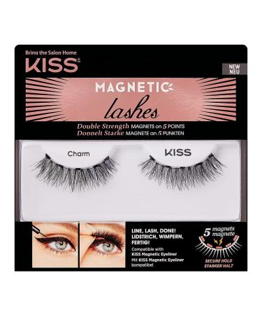 KISS Magnetic Lashes, Charm, 1 Pair of Synthetic False Eyelashes With 5 Double Strength Magnets, Wind Resistant, Dermatologist Tested Fake Lashes Last Up To 16 Hours, Reusable Up To 15 Times - Buy Online on GoSupps.com