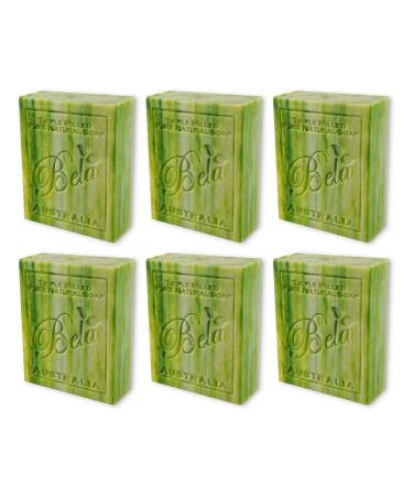 Bela Bath & Beauty Olive Oil with Cocoa Butter Triple Milled Moisturizing Soap Bars No Harsh Ingredients 3.3 oz. each - 6 Pack