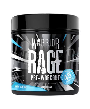 Warrior Rage - Pre-workout Powder - 392g - Energy Drink Supplement with Vitamin C Beta Alanine and Creatine Gluconate - 45 Servings (Blazin' Blue Raz) Blazin' Blue Raz 45 Servings (Pack of 1)