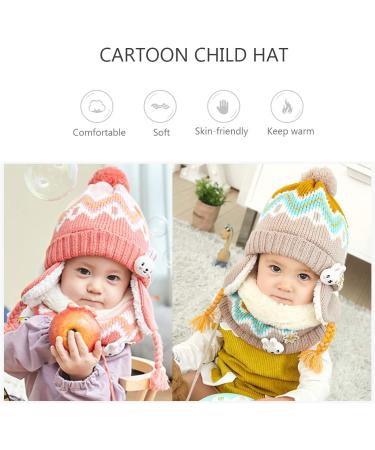 DORRISO Cute Kids Caps Scarf Set - Autumn Winter Knitted Beanies Hat for Girls Boys in Pink - Buy Online on GoSupps.com