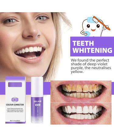2PCS V34 Colour Corrector Purple Toothpaste for Teeth Whitening and Cleaning - Buy Online on GoSupps.com