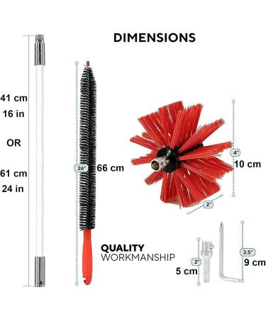 Chimney Flue Cleaning Rod & Brush Set - Complete Duct Cleaning Kit for Lint Removal (9 Rods 410mm) - International Shipping Available - Buy Online on GoSupps.com