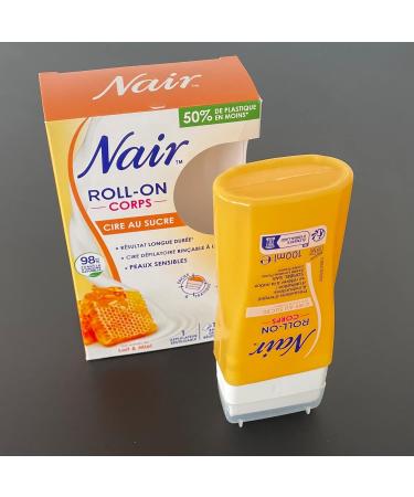 NAIR - Roll-On Sugar Wax with Milk & Honey Extracts Special for Dry & Sensitive Skin with 10 Reusable Water-Rinsable Strip - Buy Online on GoSupps.com
