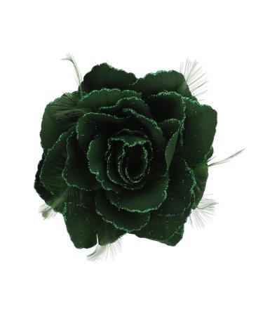 Topkids Bottle Green Rose Flower Hair Clip - Elegant Accessories for Women & Girls | Perfect for Weddings Proms & Special Occasions - Buy Online on GoSupps.com