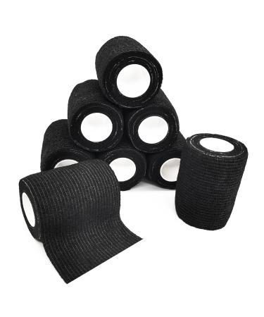 Lab on adhesive bandage 8 rolls 7.5cm x 4.5m Self -adhering cohesive bandage elastic bandage cohesive plaster association Fixing association for hand wrist and feet black 7.5cm black