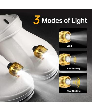 LNRIM LED Headlights for Croc - 2PCS IPX5 Waterproof Shoe Lights | 3 Modes, Ideal for Dog Walking, Camping, Running | Suitable for Adults & Kids - Gold - Buy Online on GoSupps.com
