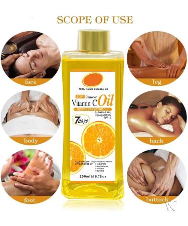 MEITREND Vitamin C Body Oil vitamin C body oil 7 days antiaging skin care glow oil for face and body body correction oil for moisture firms the skin reduces fine lines Orange 200 ml 1er Pack - Buy Online on GoSupps.com